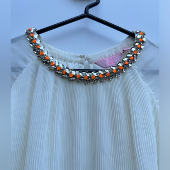 Ted Baker Lovina Bejeweled Accordion Pleated Long Sleeve Blouse Size 3 (US 8) - Picture 3 of 16